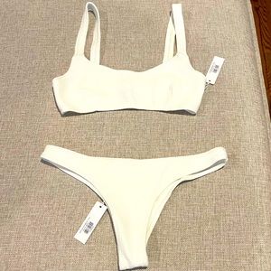 NWT Wanderlust Ivory color 2 piece swimsuit. Lara texture top, Dylan texture Btm